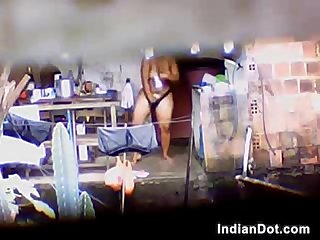 Thick Indian Woman Watched Washing Her Body